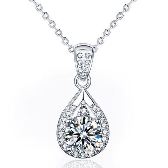 Jewelry - Certified 1ct. t.w. Moissanite Diamond Waterdrop Necklace NEW
